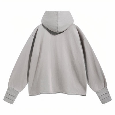 Raw Hem Thumb Holes Hoodie