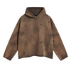 Women's Acid Washed Ripped Hoodie-INNBLAC