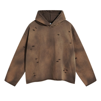 Acid Washed Ripped Hoodie