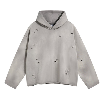 Acid Washed Ripped Hoodie