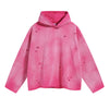 Women's Acid Washed Ripped Hoodie-INNBLAC