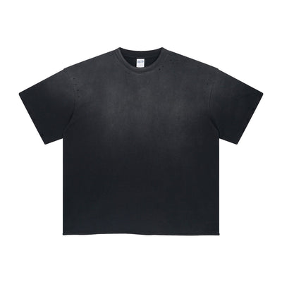 Raw Edge Hem Distressed Tee 7.5oz-INNBLAC