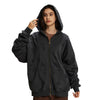 Women's Ripped Double Slider Zip Hoodie-INNBLAC