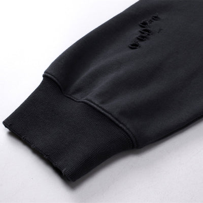 Women's Ripped Double Slider Zip Hoodie-INNBLAC