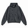 Women's Ripped Double Slider Zip Hoodie-INNBLAC