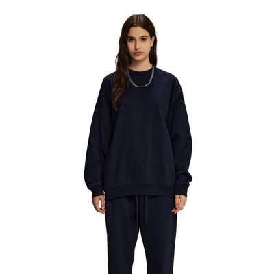 Women's Solid Color French Terry Sweatshirt-INNBLAC