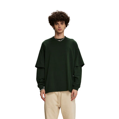 Solid Color Mock Two Piece Sweatshirt