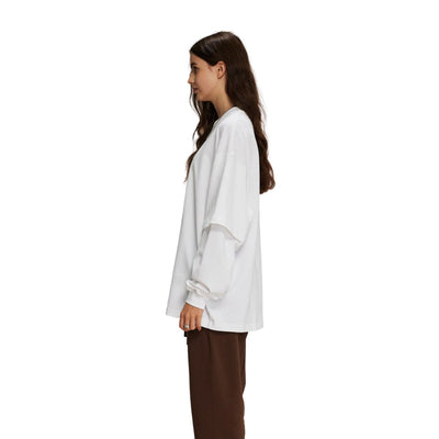 Women's Solid Color Mock Two Piece Sweatshirt-INNBLAC