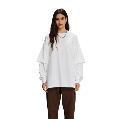 Women's Solid Color Mock Two Piece Sweatshirt-INNBLAC