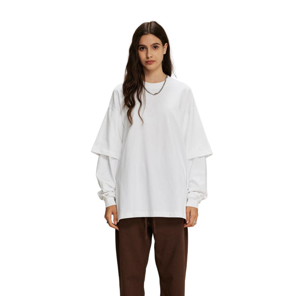 Women's Solid Color Mock Two Piece Sweatshirt-INNBLAC
