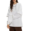 Women's Solid Color Mock Two Piece Sweatshirt-INNBLAC