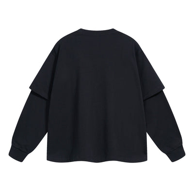 Women's Solid Color Mock Two Piece Sweatshirt-INNBLAC