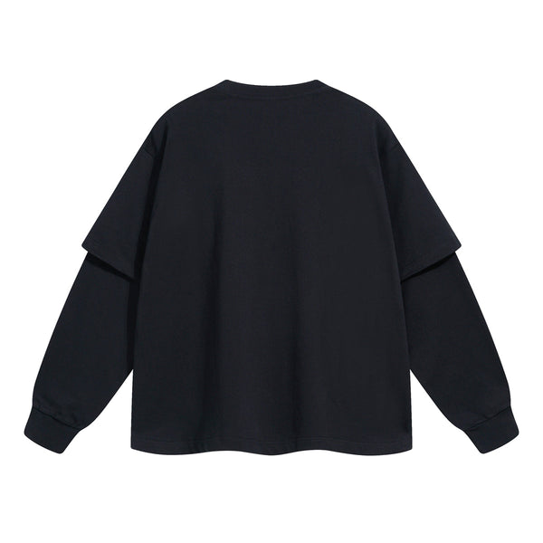 Women's Solid Color Mock Two Piece Sweatshirt-INNBLAC