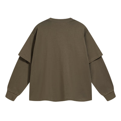 Women's Solid Color Mock Two Piece Sweatshirt-INNBLAC