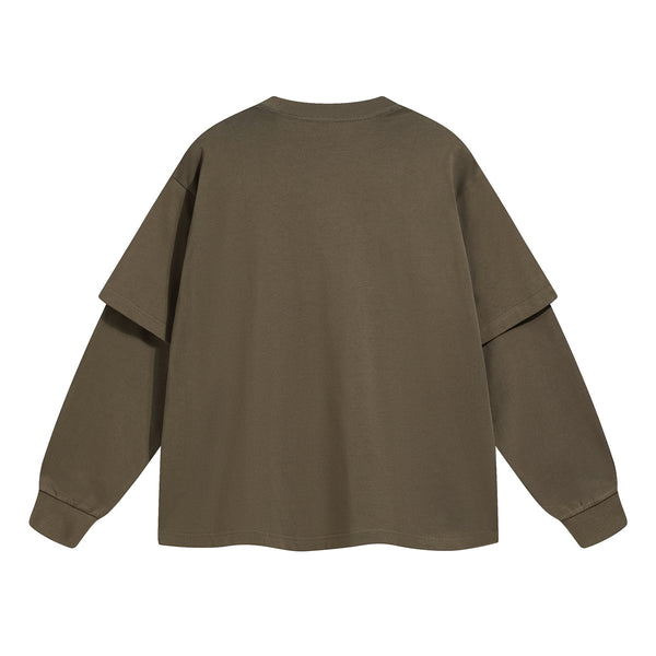 Women's Solid Color Mock Two Piece Sweatshirt-INNBLAC