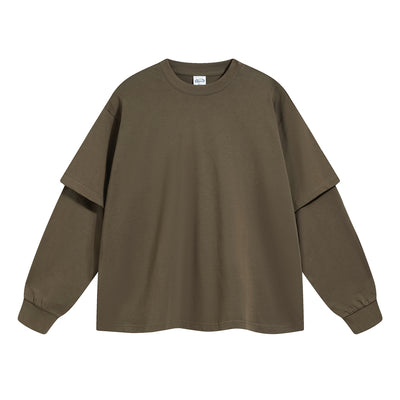 Solid Color Mock Two Piece Sweatshirt
