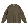 Women's Solid Color Mock Two Piece Sweatshirt-INNBLAC