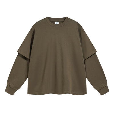 Women's Solid Color Mock Two Piece Sweatshirt-INNBLAC