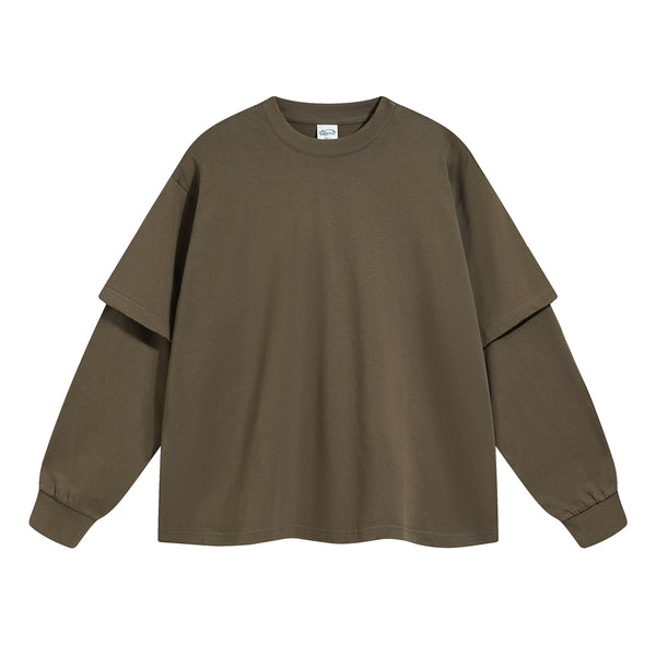 Women's Solid Color Mock Two Piece Sweatshirt-INNBLAC