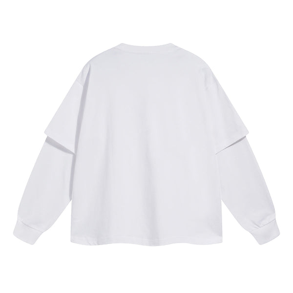 Women's Solid Color Mock Two Piece Sweatshirt-INNBLAC