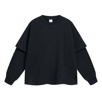 Solid Color Mock Two Piece Sweatshirt