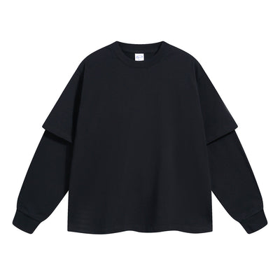 Women's Solid Color Mock Two Piece Sweatshirt-INNBLAC