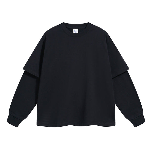 Women's Solid Color Mock Two Piece Sweatshirt-INNBLAC