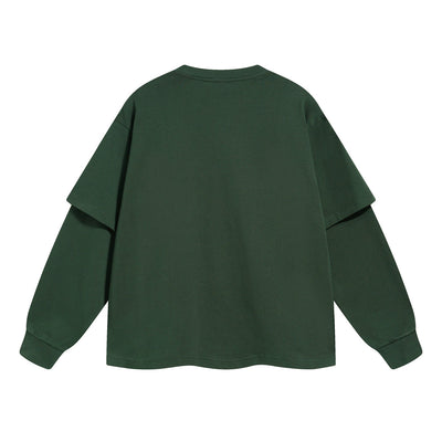 Women's Solid Color Mock Two Piece Sweatshirt-INNBLAC