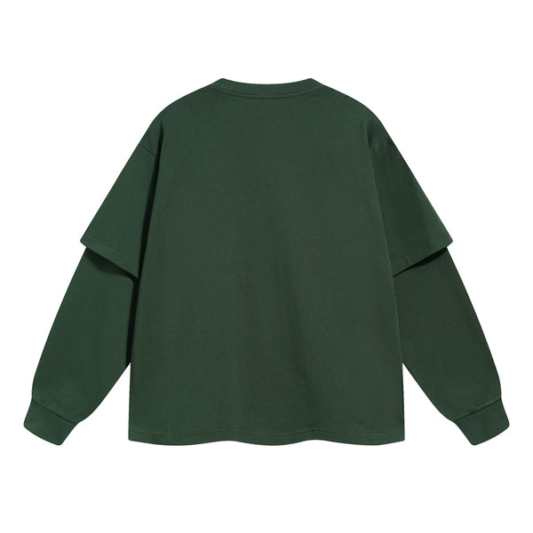 Women's Solid Color Mock Two Piece Sweatshirt-INNBLAC