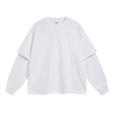 Solid Color Mock Two Piece Sweatshirt