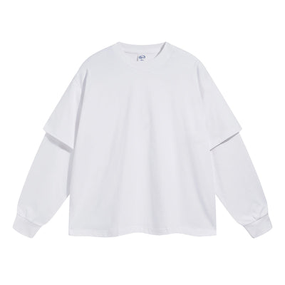 Women's Solid Color Mock Two Piece Sweatshirt-INNBLAC