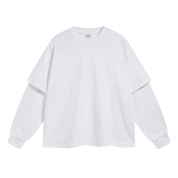 Women's Solid Color Mock Two Piece Sweatshirt-INNBLAC
