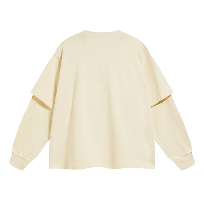 Women's Solid Color Mock Two Piece Sweatshirt-INNBLAC