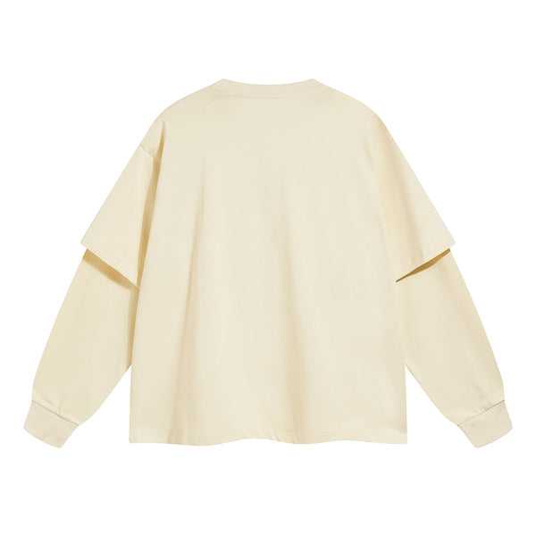 Women's Solid Color Mock Two Piece Sweatshirt-INNBLAC