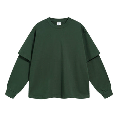 Women's Solid Color Mock Two Piece Sweatshirt-INNBLAC