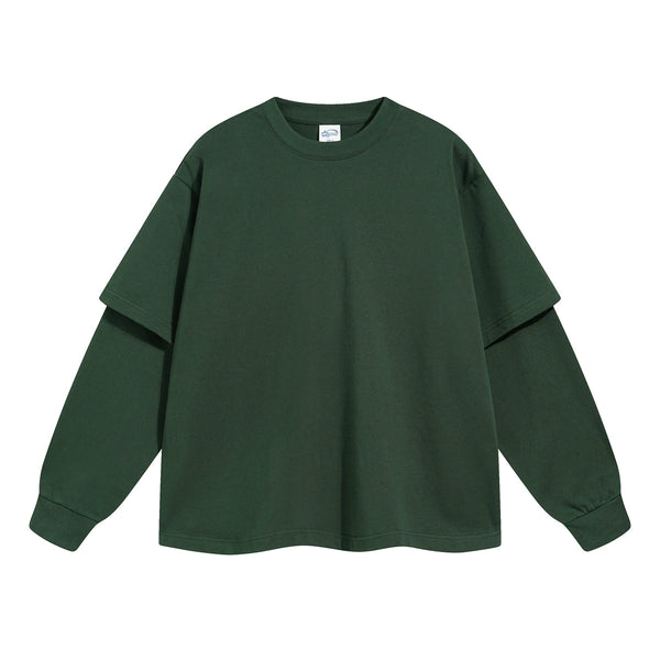 Women's Solid Color Mock Two Piece Sweatshirt-INNBLAC