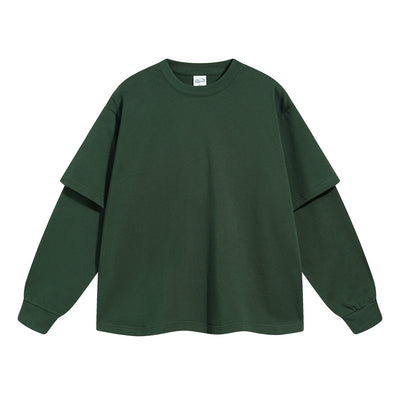 Solid Color Mock Two Piece Sweatshirt