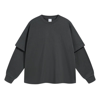 Women's Solid Color Mock Two Piece Sweatshirt-INNBLAC