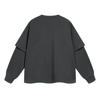 Women's Solid Color Mock Two Piece Sweatshirt-INNBLAC