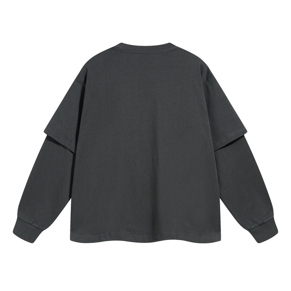 Women's Solid Color Mock Two Piece Sweatshirt-INNBLAC