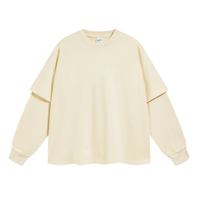 Women's Solid Color Mock Two Piece Sweatshirt-INNBLAC