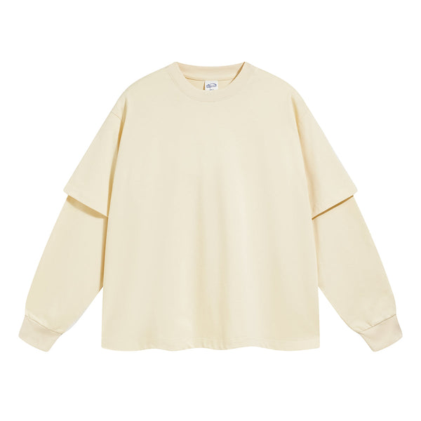 Women's Solid Color Mock Two Piece Sweatshirt-INNBLAC