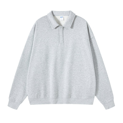 Solid Color Polo Sweatshirt