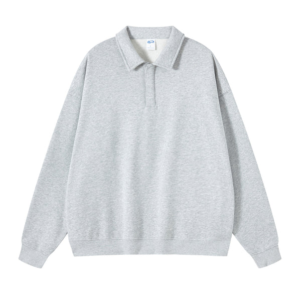 Solid Color Polo Sweatshirt