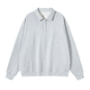 Women's Solid Color Polo Sweatshirt-INNBLAC