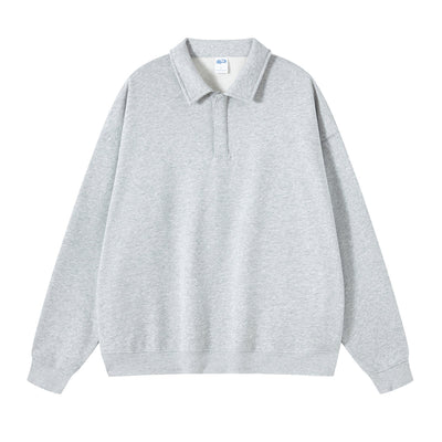 Women's Solid Color Polo Sweatshirt-INNBLAC