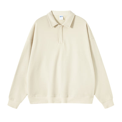 Solid Color Polo Sweatshirt
