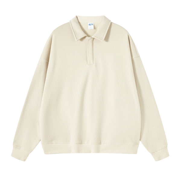 Solid Color Polo Sweatshirt