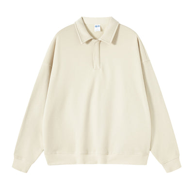 Women's Solid Color Polo Sweatshirt-INNBLAC