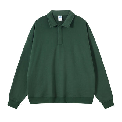 Solid Color Polo Sweatshirt